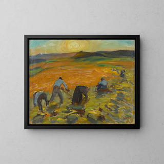 Harvest at Sunset - René Auguste Seyssaud — framed artwork on a wall