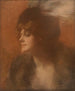 Portrait of a woman with a feather - Ren Joseph Gilbert — artwork view