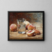 Still life with peaches - René Louis Chrétien — framed artwork on a wall