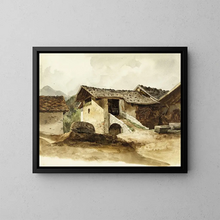 View of a Farm - René Marjolin — framed artwork on a wall