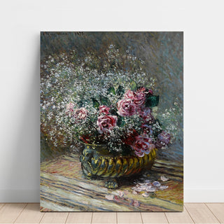 Reproduction Fleurs dans un Pot Roses et Brouillard - Claude Monet