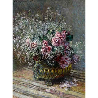 Reproduction Fleurs dans un Pot Roses et Brouillard - Claude Monet