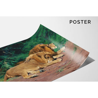 Reproduction Lions au repos - Wilhelm Kuhnert