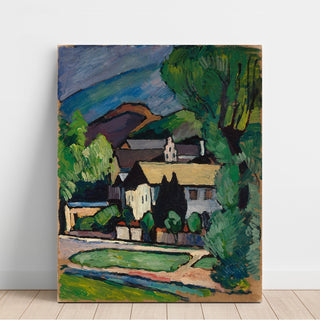 Reproduction Maisons de village bavaroises sous les arbres - Alexander Kanoldt