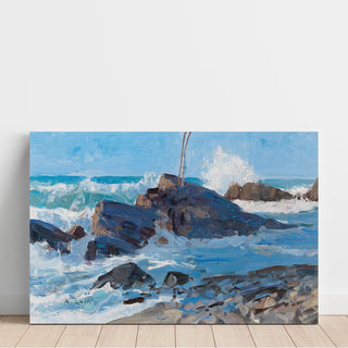 Reproduction Mers agitées sur une côte rocheuse - Alfred Zoff