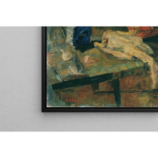 Reproduction Nature morte avec bouteille bleue et poulet plumé - James Ensor