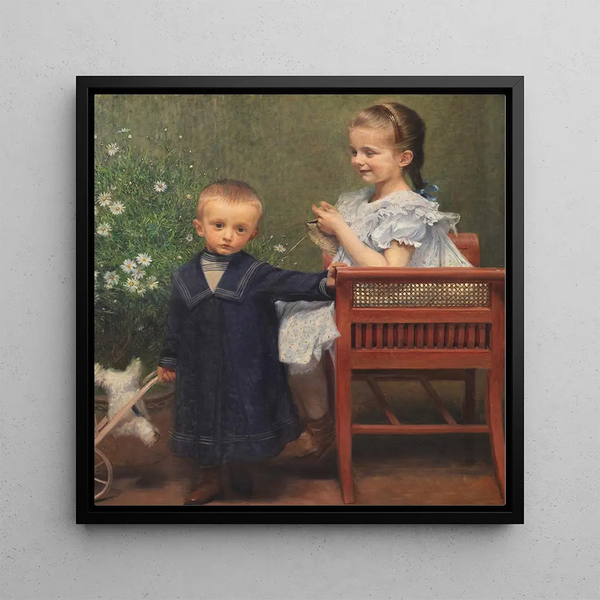 Resi and Hans Matsch, the artist's children - Franz von Matsch — framed artwork on a wall