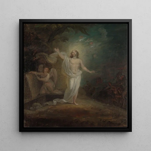 Resurrection of Christ painting, altarpiece sketch - Robert Wilhelm Ekman — framed artwork on a wall