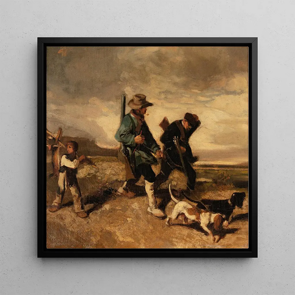 Return from the Hunt - Alexandre-Gabriel Decamps — framed artwork on a wall