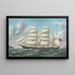 Norwegian Boat Painting Brazilian of Grimstad in front of the coast - Reuben Chappell — framed artwork on a wall
