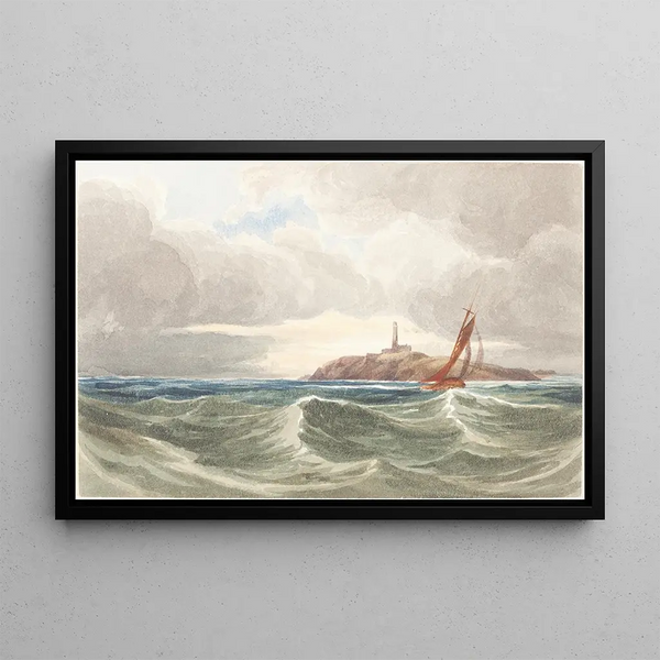 Marine landscape with lighthouse - Reverend James Bulwer — framed artwork on a wall