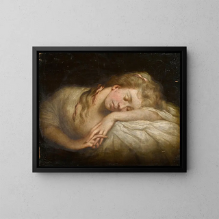 Portrait of a Sleeping Girl - Reverend Matthew William Peters — framed artwork on a wall