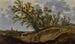 Landscape painting with figures on a path, a church in the distance - Reyer Claesz Suycker — artwork view