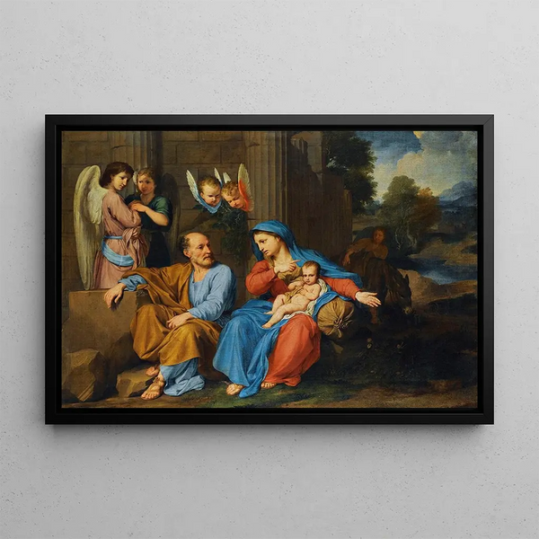 The Rest During the Flight into Egypt - Reynaud Levieux — framed artwork on a wall