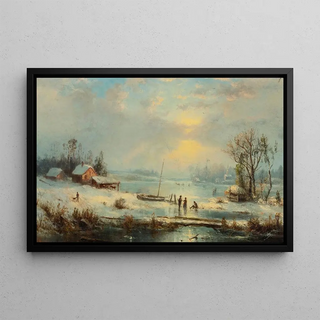 Winter Landscape Painting - Régis François Gignoux — framed artwork on a wall