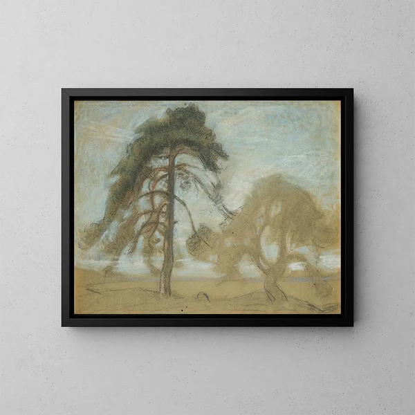 Pine Trees and Tires - Richard Bergh — framed artwork on a wall
