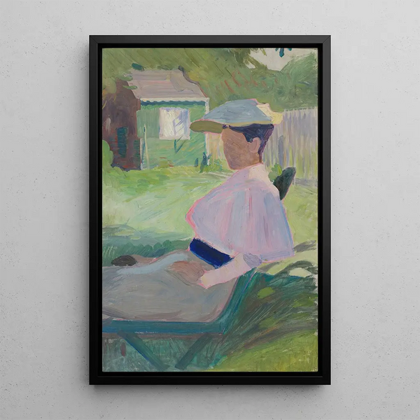 Femme sur une chaise de jardin à Visby - Richard Bergh — framed artwork on a wall
