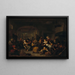 Interior tavern painting with peasants drinking - Richard Brakenburgh — framed artwork on a wall