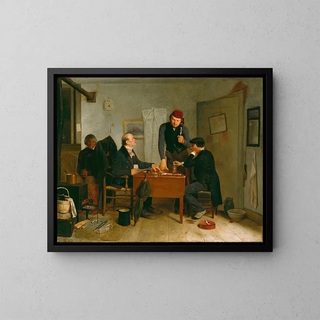 Les Joueurs de cartes - Richard Caton Woodville — framed artwork on a wall