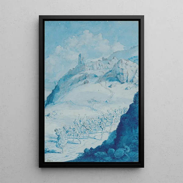 Chased by Elves - Richard Doyle — framed artwork on a wall
