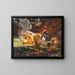 a lioness with lion cubs playing - Richard Friese — framed artwork on a wall