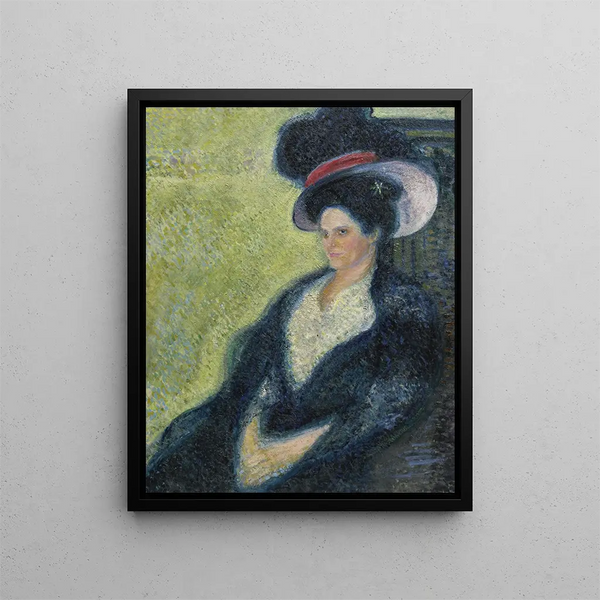 Dame au chapeau de plumes - Richard Gerstl — framed artwork on a wall