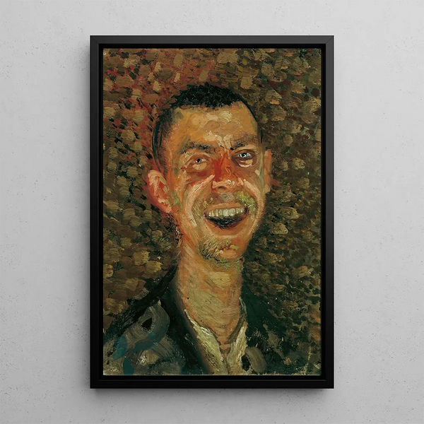 Self-portrait smiling - Richard Gerstl — framed artwork on a wall