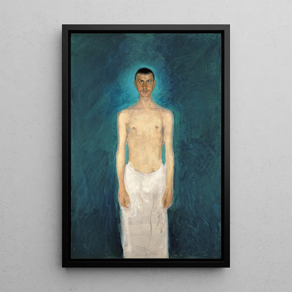 Self-portrait painting semi-nude - Richard Gerstl — framed artwork on a wall