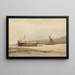 a boat and a barge moored in a river - Richard Henry Nibbs — framed artwork on a wall