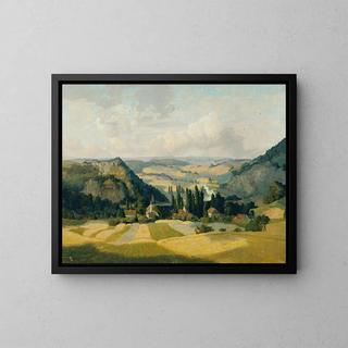 Landscape Painting of the Werra Valley - Richard Kaiser — framed artwork on a wall