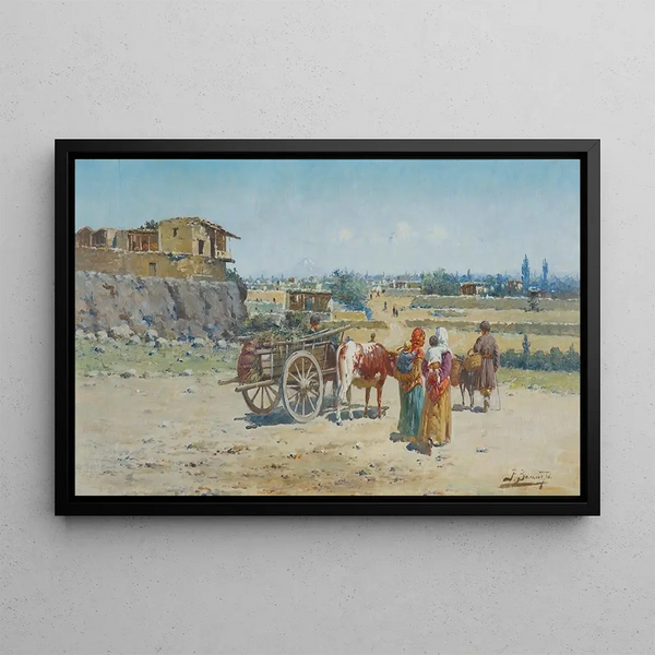 Oriental Landscape Painting - Richard Karlovich Zommer — framed artwork on a wall