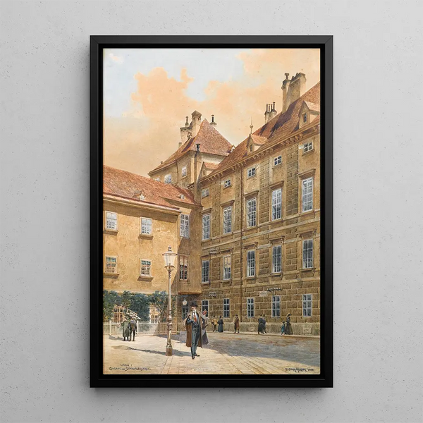 Entrance of Schauflergasse in Vienna - Richard Moser — framed artwork on a wall