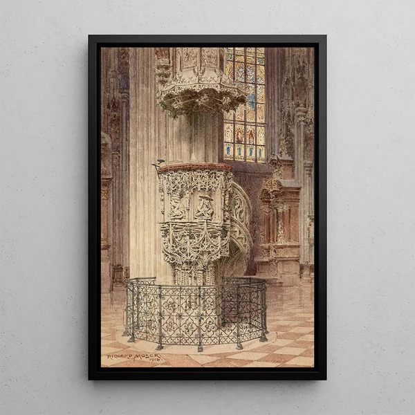 Saint-Étienne Cathedral Pulpit - Richard Moser — framed artwork on a wall