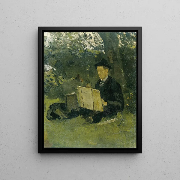 Jan Verkade 1868-1946 Under a Tree in Hattem - Richard Nicolas Roland Holst — framed artwork on a wall
