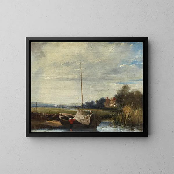 A River in Normandy - Richard Parkes Bonington — framed artwork on a wall