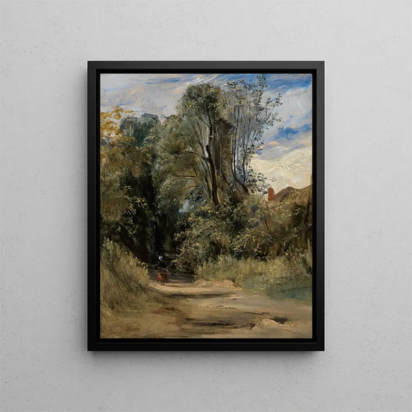 A forest path - Richard Parkes Bonington — framed artwork on a wall