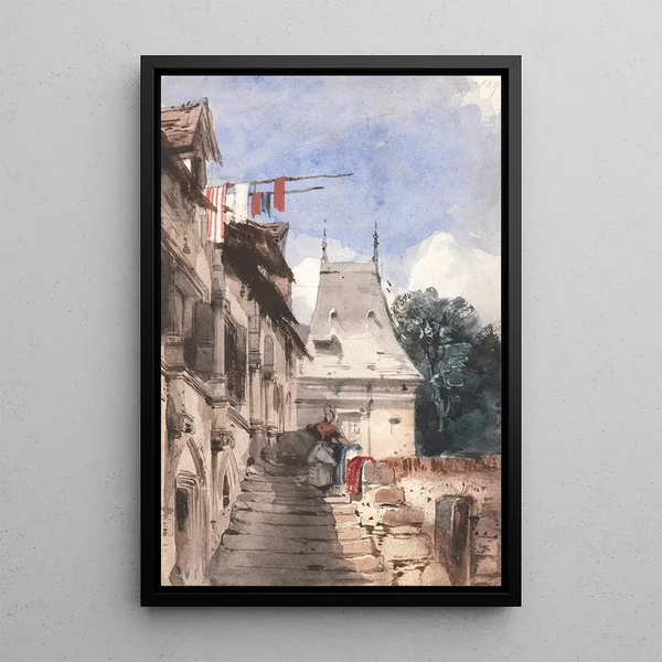 Abbey Saint-Amand Rouen - Richard Parkes Bonington — framed artwork on a wall