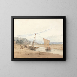 Near Honfleur - Richard Parkes Bonington — framed artwork on a wall