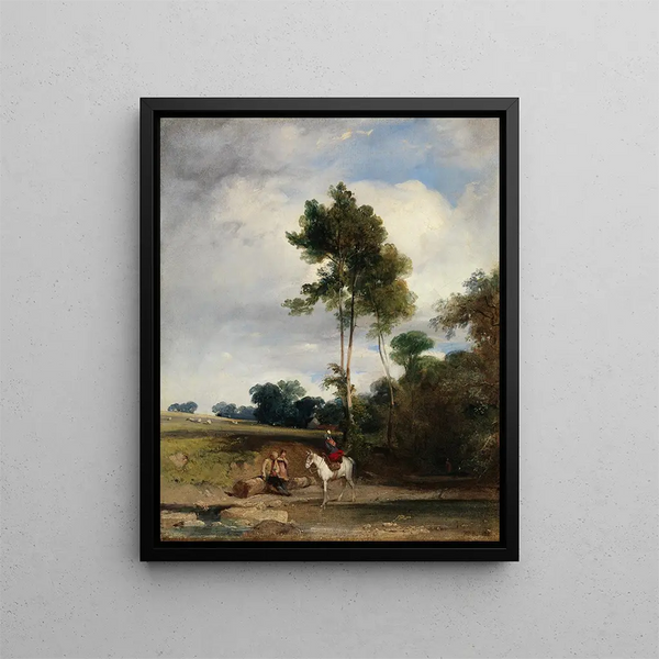 Roadside Stop - Richard Parkes Bonington — framed artwork on a wall