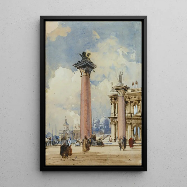 La Piazzetta Venise - Richard Parkes Bonington — framed artwork on a wall