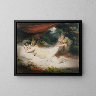 Nymphe et Cupids - Richard Westall — framed artwork on a wall