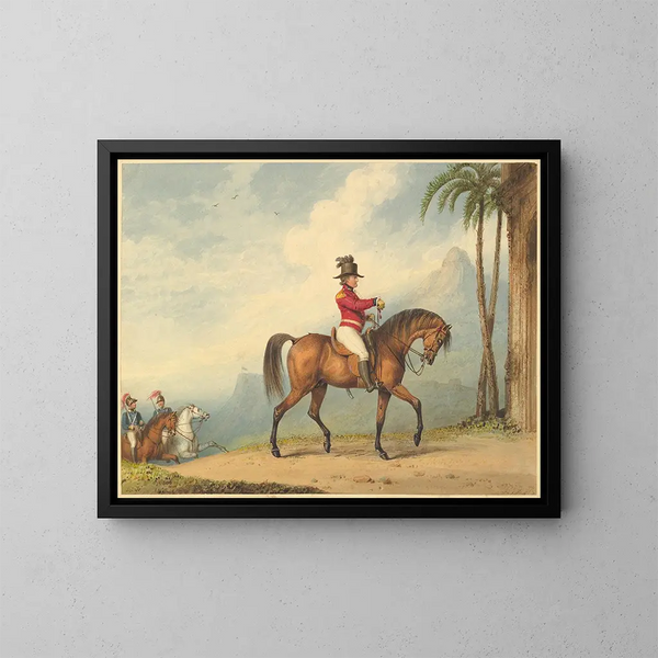 Sir John Floyd on horseback - Richard Westall — framed artwork on a wall