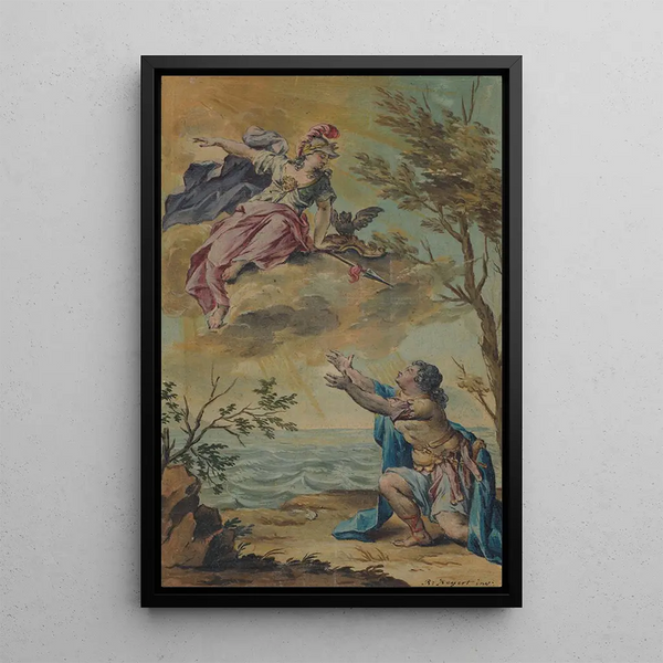 Mentor takes leave of Telemachus - Rienk Keyert — framed artwork on a wall