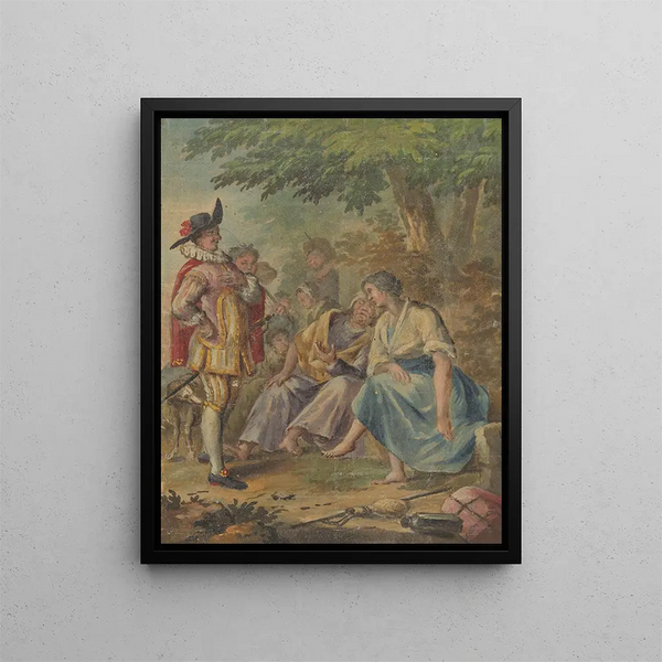 Project for a wallpaper or a painting with the Spaniards Heidin Preciosa and Don Juan - Rienk Keyert — framed artwork on a wall
