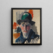 Self-portrait with green hat - Rik Wouters — framed artwork on a wall