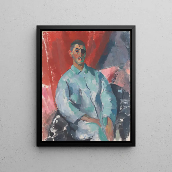 Self-portrait with a black eye patch - Rik Wouters — framed artwork on a wall