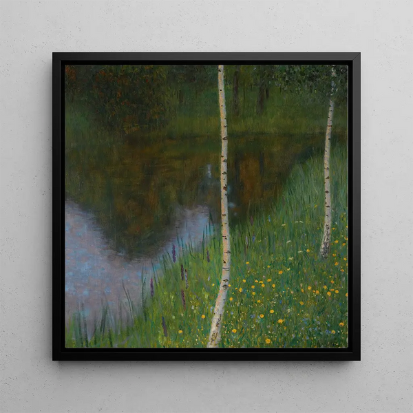 Rivage with birch trees - Gustav Klimt — framed artwork on a wall