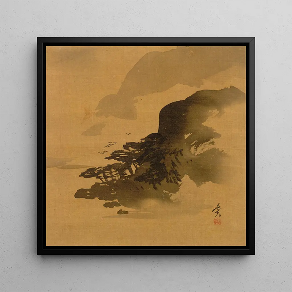 Rivage avec des oiseaux - Shibata Zeshin — framed artwork on a wall