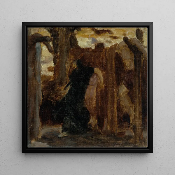Rizpah painting, color sketch - Frederic Leighton — framed artwork on a wall