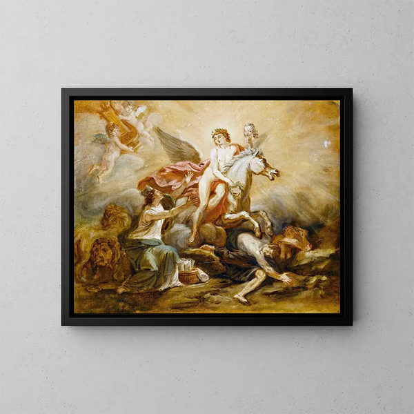 Allegory of Glory by Voltaire - Robert Guillaume Dardel — framed artwork on a wall